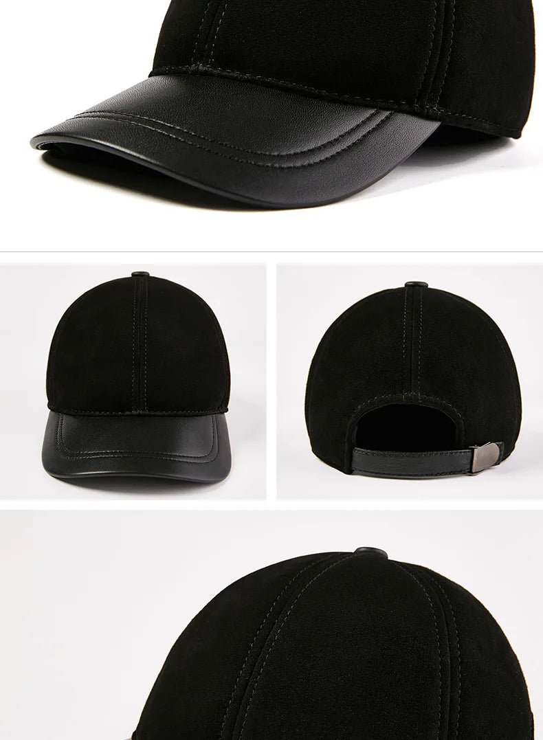 Single Leather Thin Sheepskin Baseball Cap