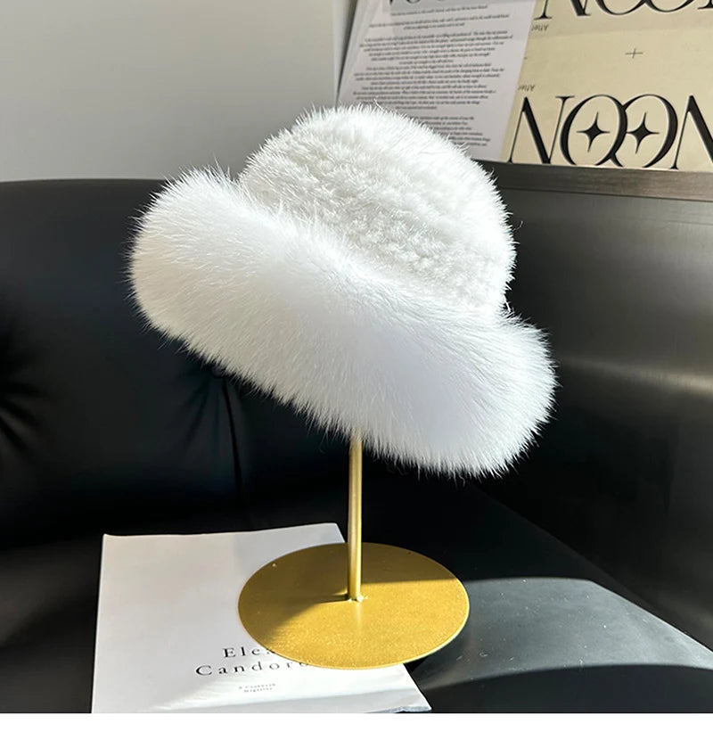 New Genuine Real Natural Knitted Mink Fur Beanies Hat