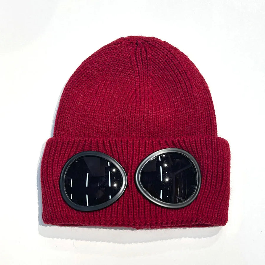 Winter Windproof Glasses Knitted Warm Beanie Hats