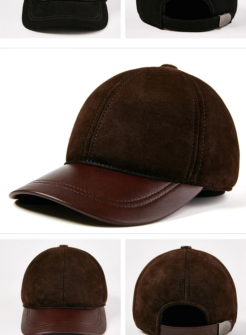 Sheepskin Baseball Cap Genuine Leather Hat