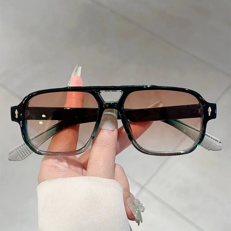Vintage Double Bridges Men Square Sunglasses