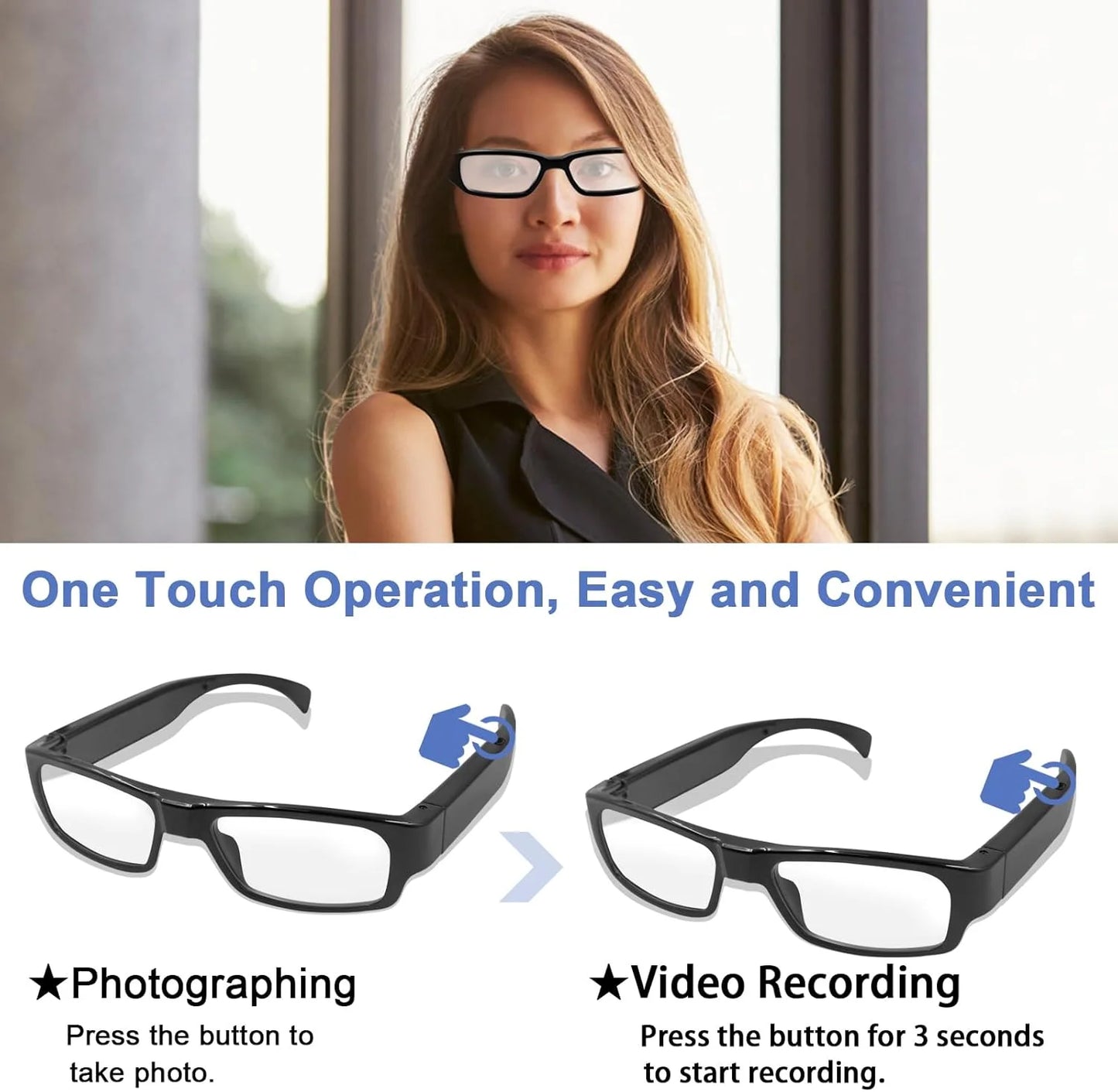 Portable 1080P HD Mini Glasses With Camera Video Recorder