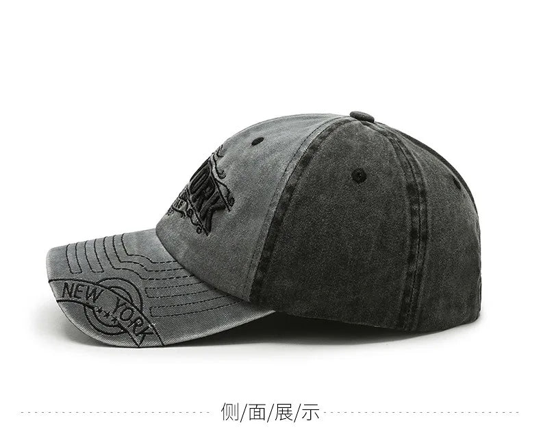 Retro Letters Embroidery Baseball for Men Women Washed Stitched Caps