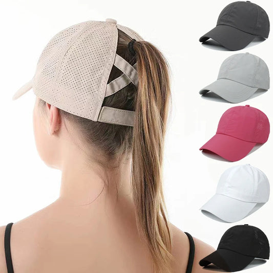 Cross Ponytail Baseball Cap For Women