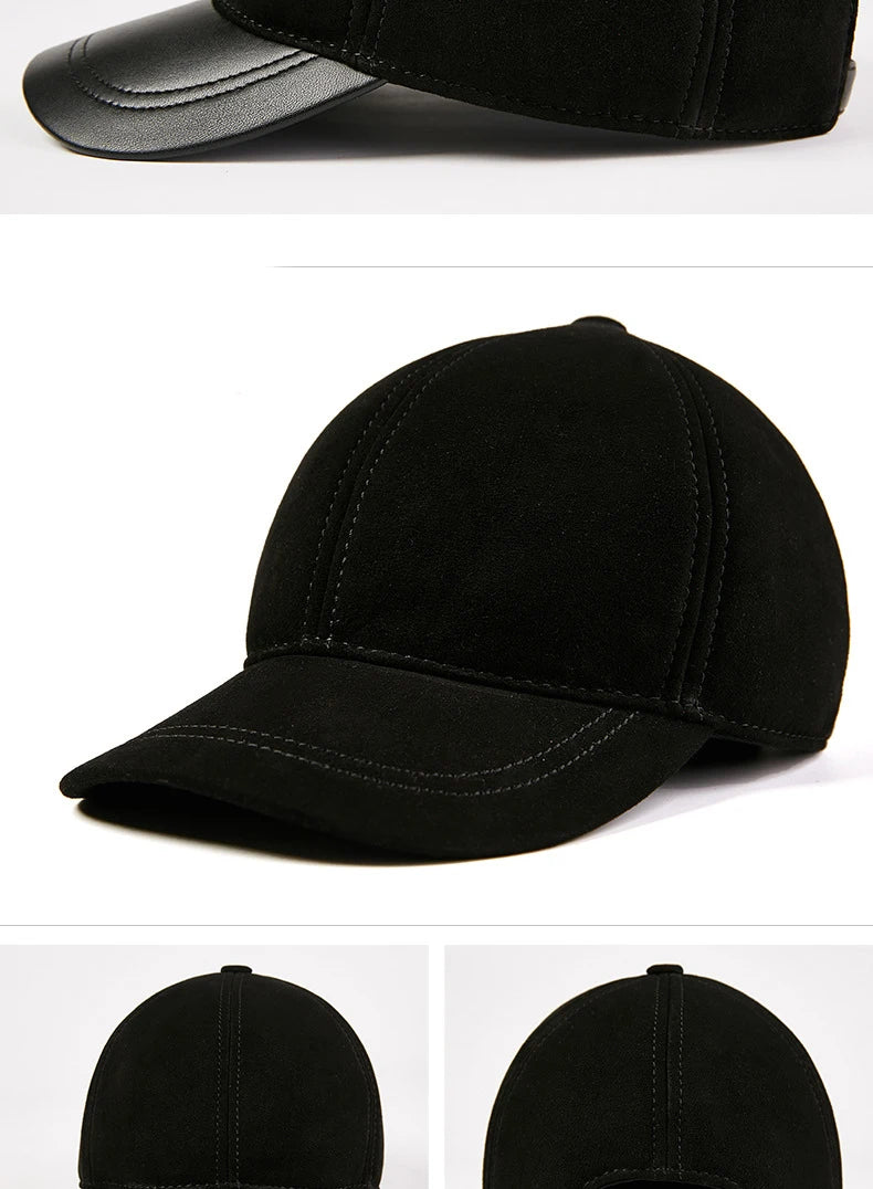 Sheepskin Baseball Cap Genuine Leather Hat