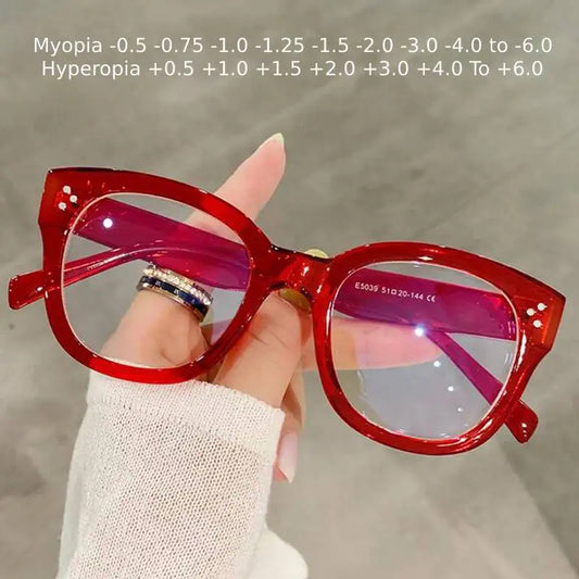 Feminine Optical Oversize Square Glasses Prescription Spectacles Myopia -0.5 To -6.0  +0.5 to +6.0
