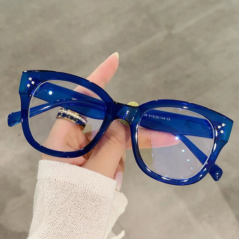 Feminine Optical Oversize Square Glasses Prescription Spectacles Myopia -0.5 To -6.0  +0.5 to +6.0