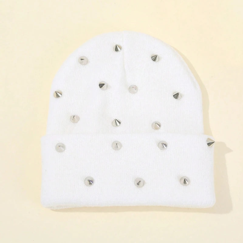 Streetstyle Silver Studs Punk Rivet Beanie Hat