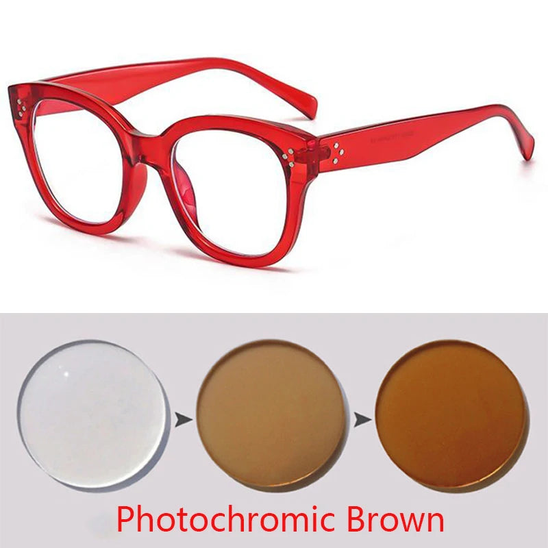 Feminine Optical Oversize Square Glasses Prescription Spectacles Myopia -0.5 To -6.0  +0.5 to +6.0