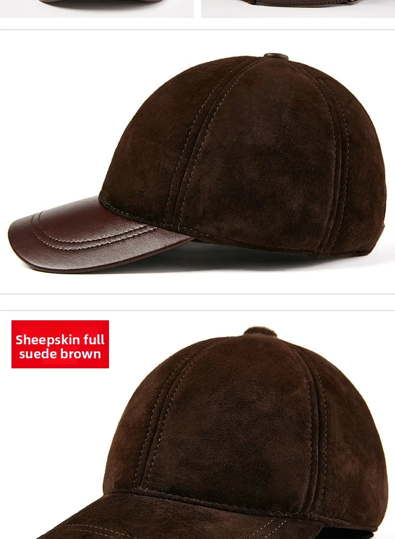 Single Leather Thin Sheepskin Baseball Cap
