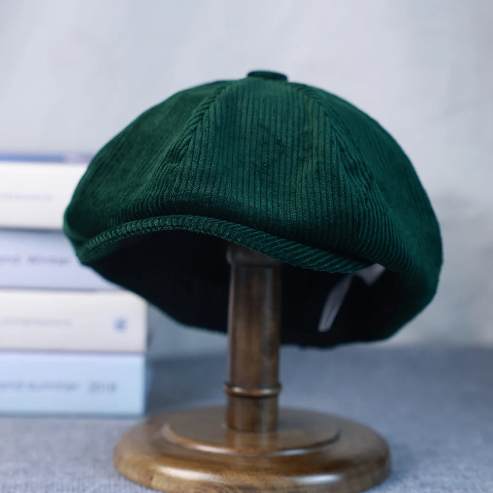 New Retro Caps For Men Corduroy Newsboy Hat Flat Cap