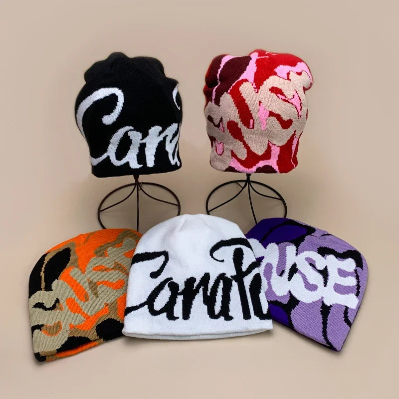 Warm Personal Versatile Letter Wool Knitted Beanies Hats