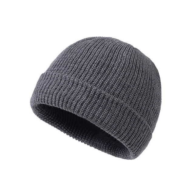 Knitted Black Short Wool Fashion Warm Beanie Cap