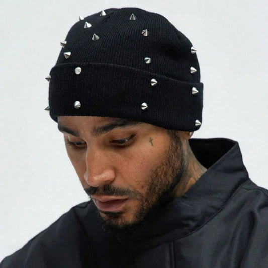 Streetstyle Silver Studs Punk Rivet Beanie Hat