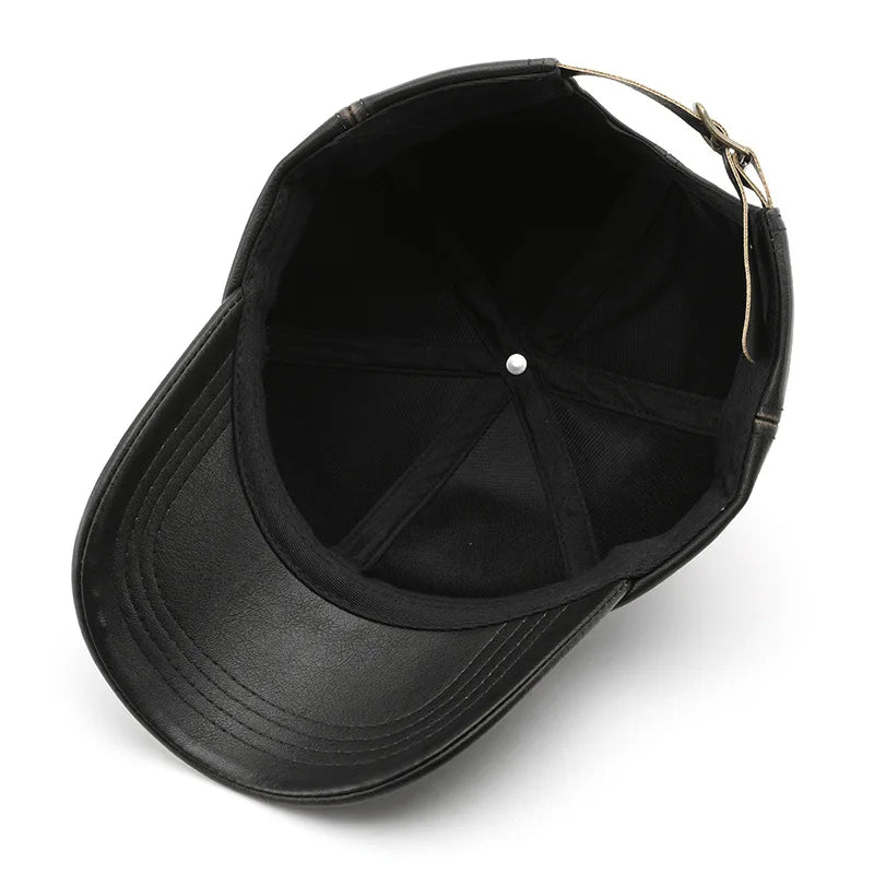 FS Vintage Black Brown PU Leather Cap