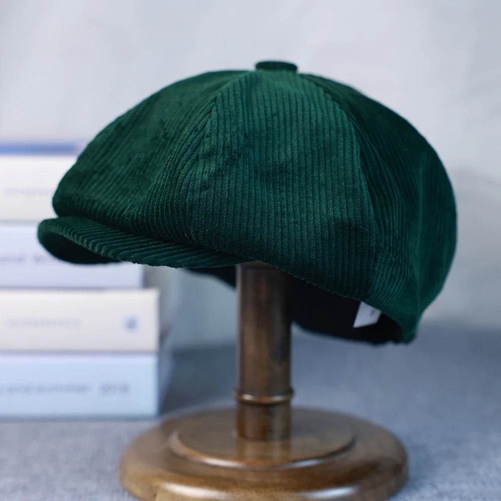 New Retro Caps For Men Corduroy Newsboy Hat Flat Cap