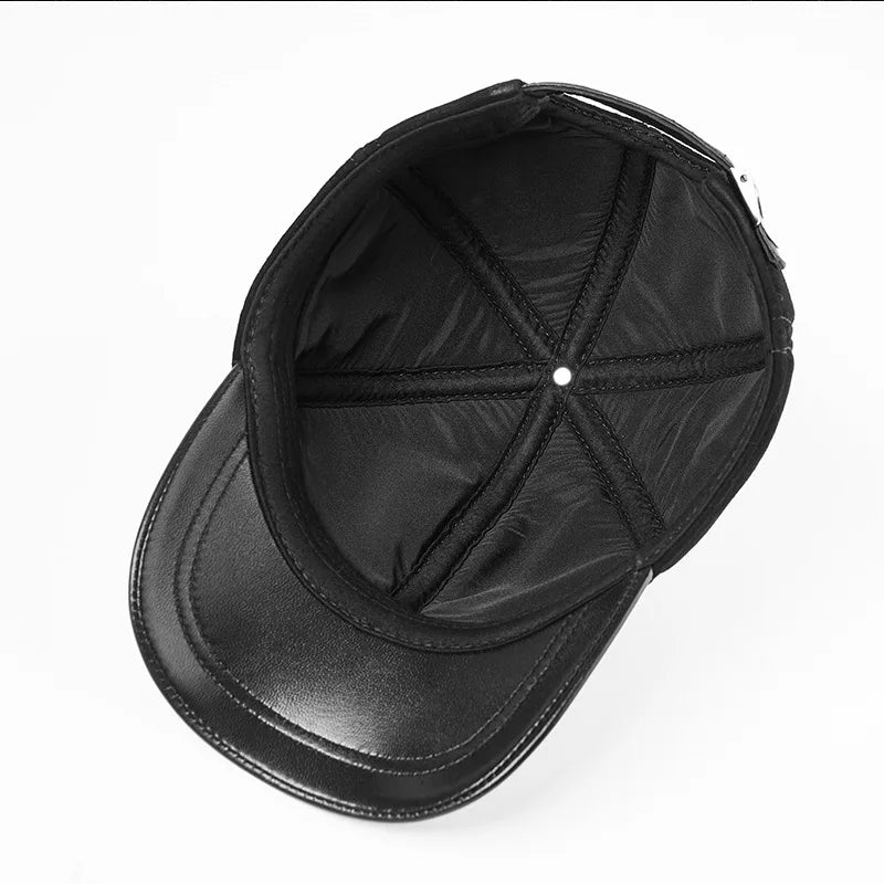 Sheepskin Baseball Cap Genuine Leather Hat