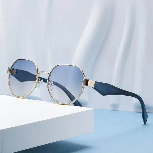 New Retro Sunglasses Women Fashion Polygonal Metal Frame Sunglasses