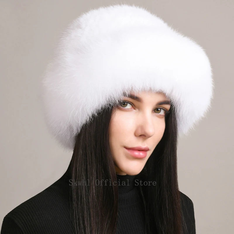 New Genuine Real Natural Knitted Mink Fur Beanies Hat