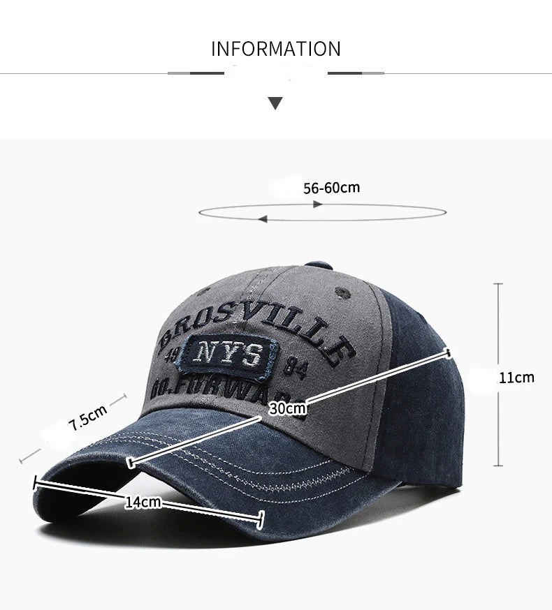 Four Seasons Men's Baseball Cap Casual Wash Embroidered