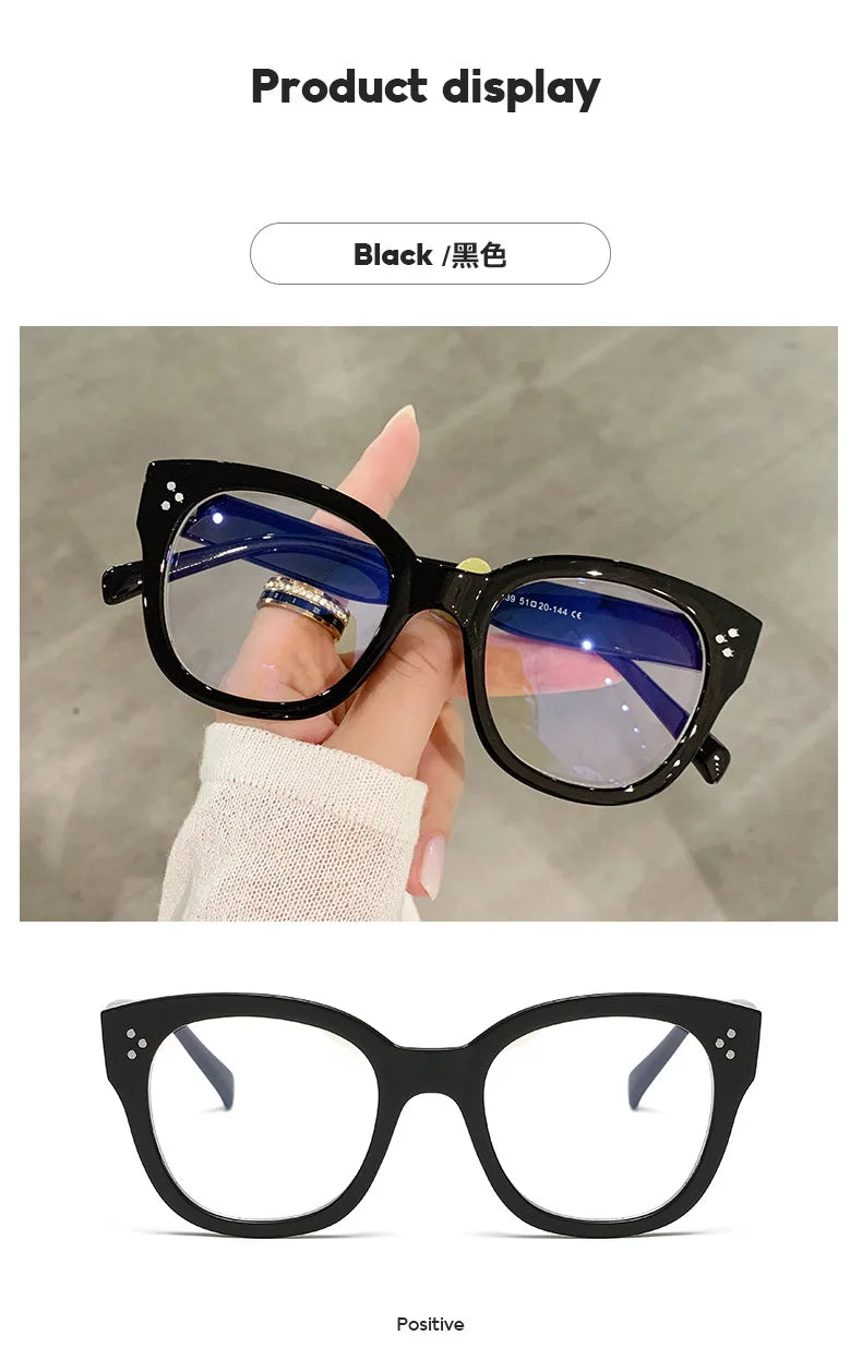 Feminine Optical Oversize Square Glasses Prescription Spectacles Myopia -0.5 To -6.0  +0.5 to +6.0