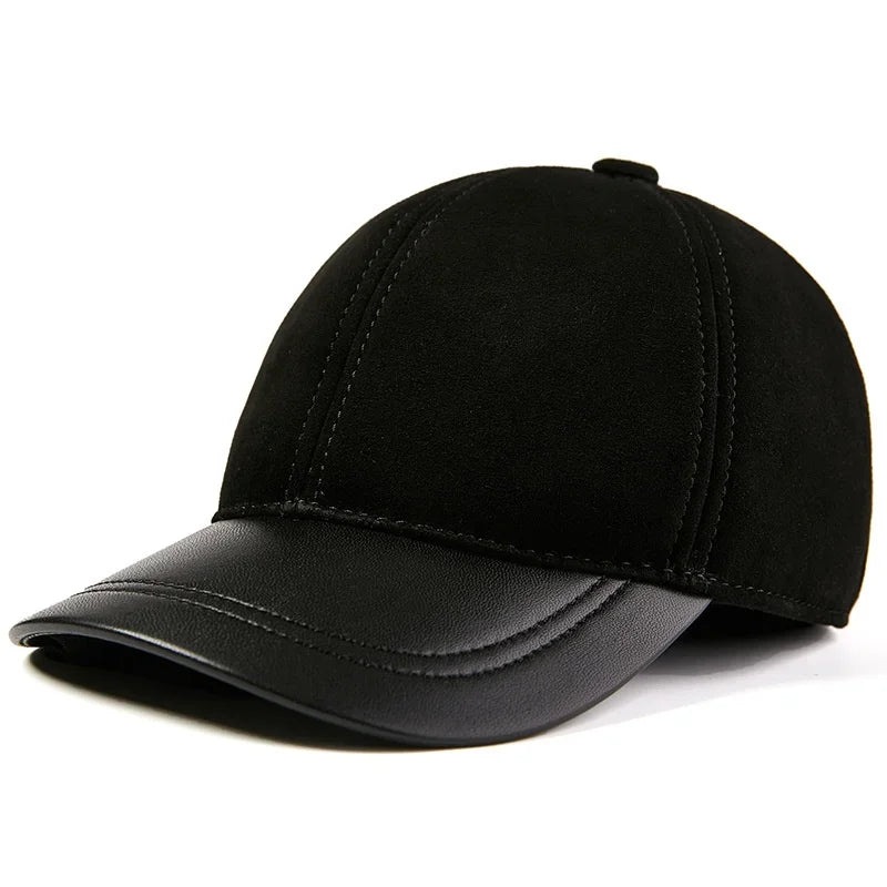 Single Leather Thin Sheepskin Baseball Cap
