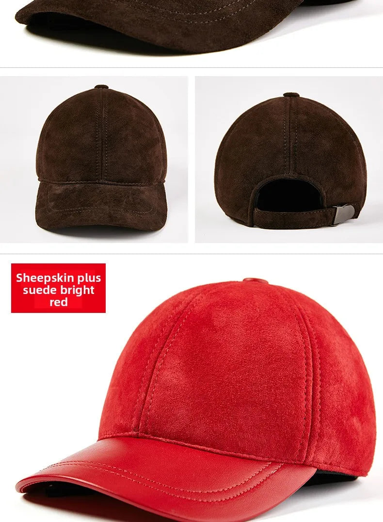 Single Leather Thin Sheepskin Baseball Cap