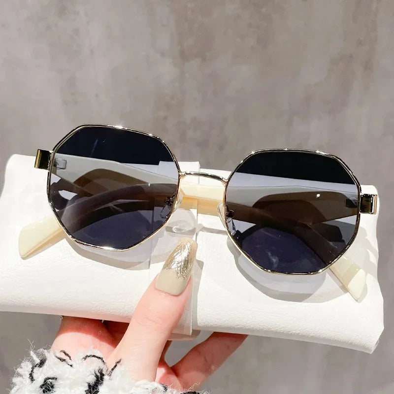 New Retro Sunglasses Women Fashion Polygonal Metal Frame Sunglasses