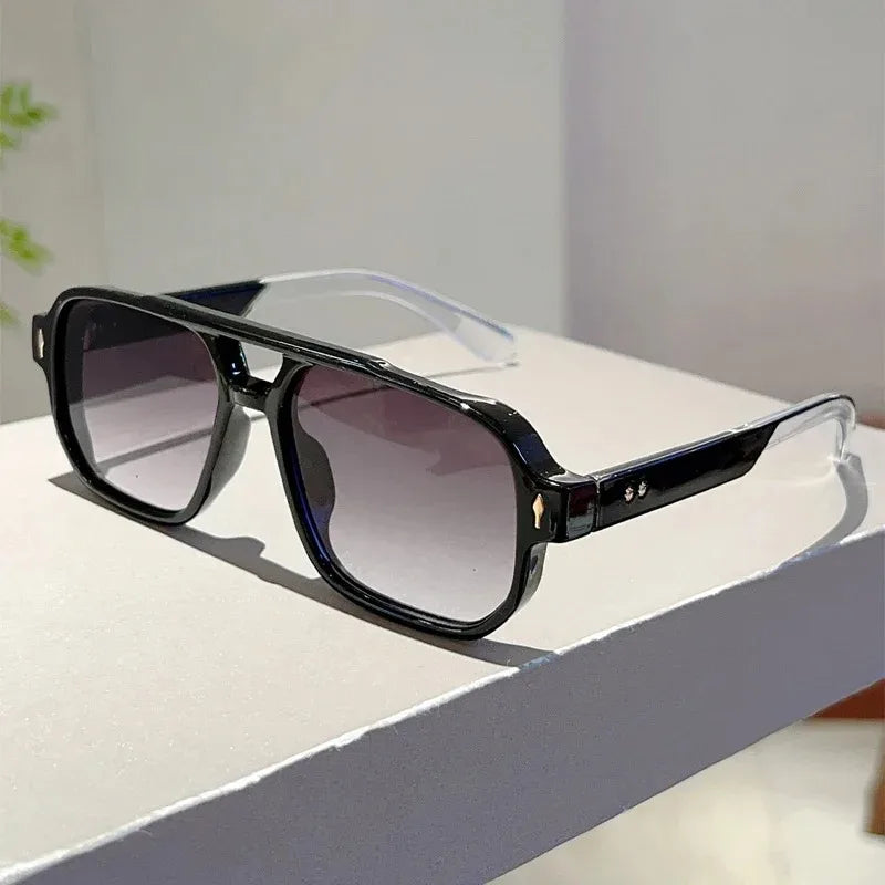 Vintage Double Bridges Men Square Sunglasses