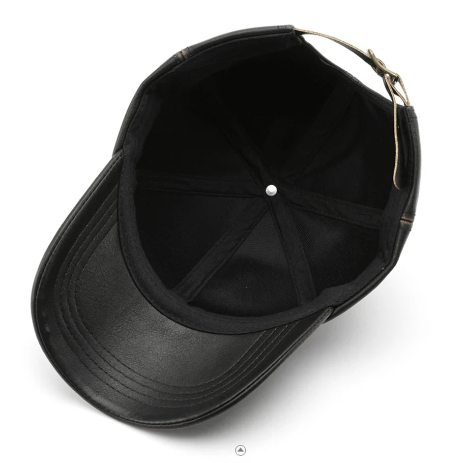 FS Vintage Black Brown PU Leather Cap