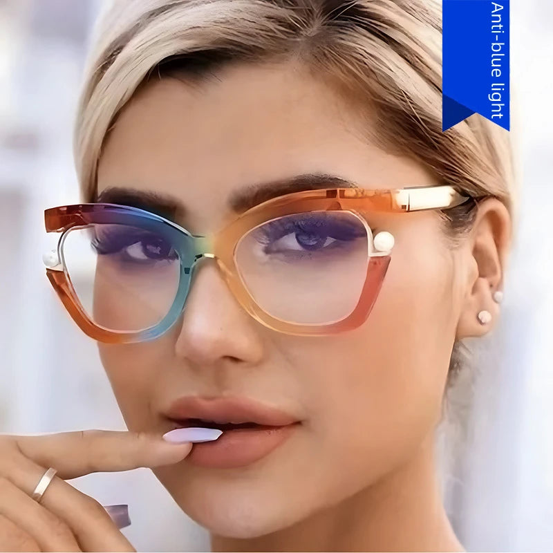 Round Brand Design Ultra-thin Green Leopard Men and Women Glasses