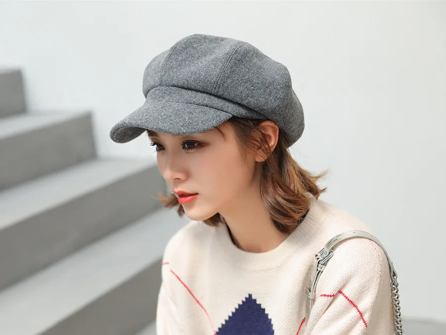 Autumn & Winter Wool Newsboy Cap