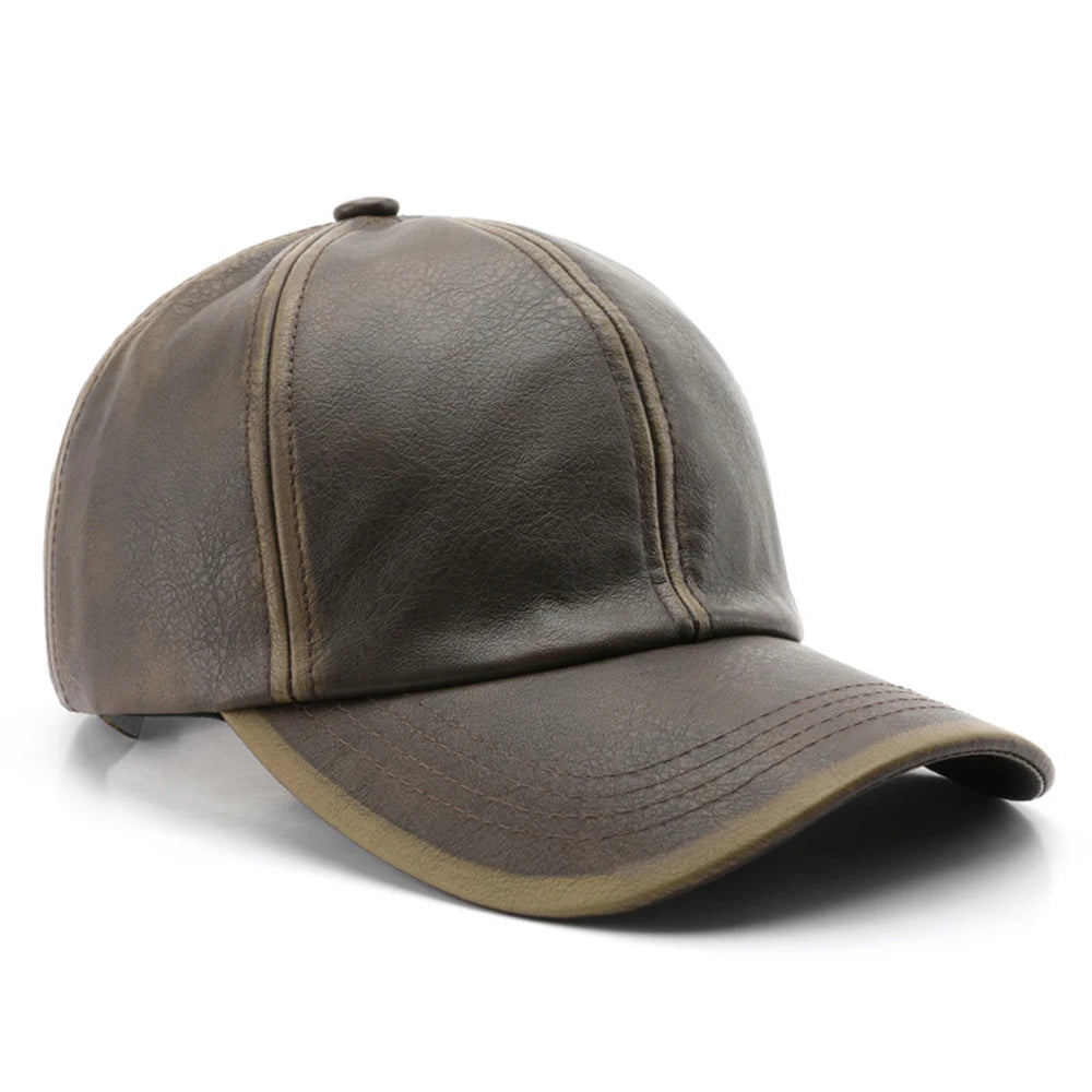 FS Vintage Black Brown PU Leather Cap