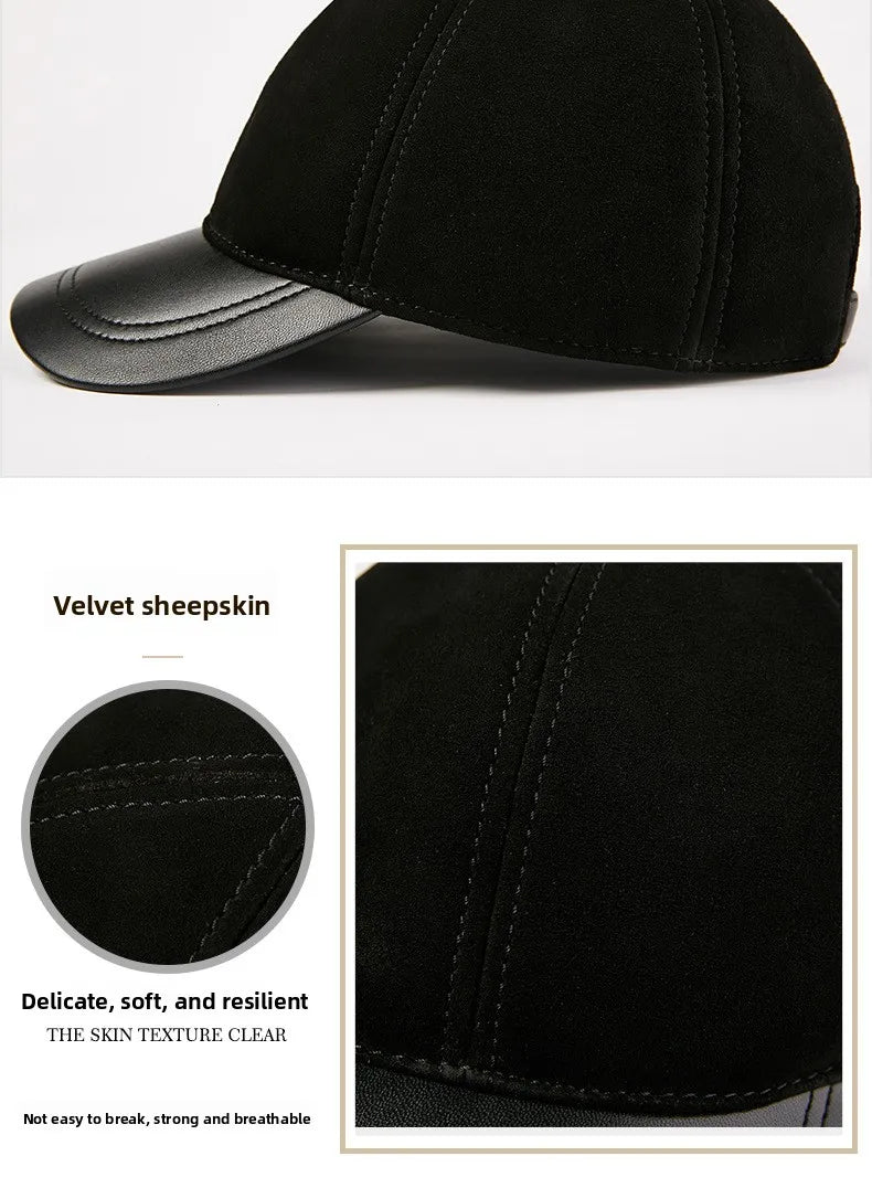Single Leather Thin Sheepskin Baseball Cap