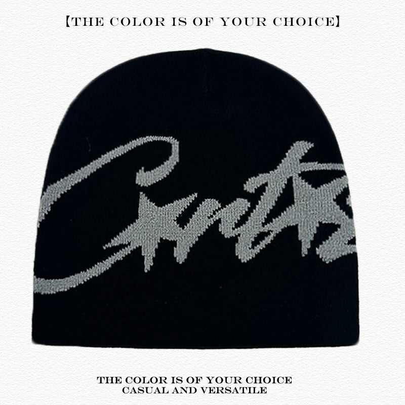American Street Print Jacquard Letters Star Knitted Beanies Hats