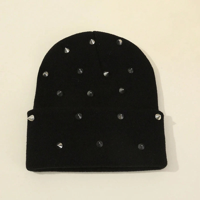Streetstyle Silver Studs Punk Rivet Beanie Hat