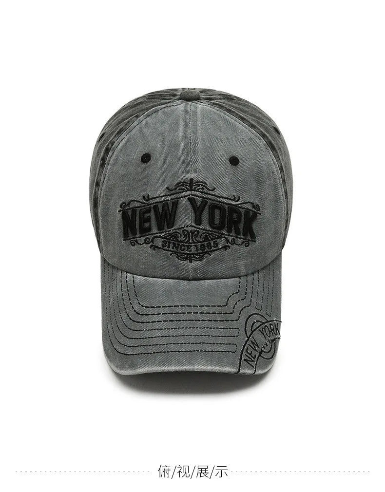 Retro Letters Embroidery Baseball for Men Women Washed Stitched Caps