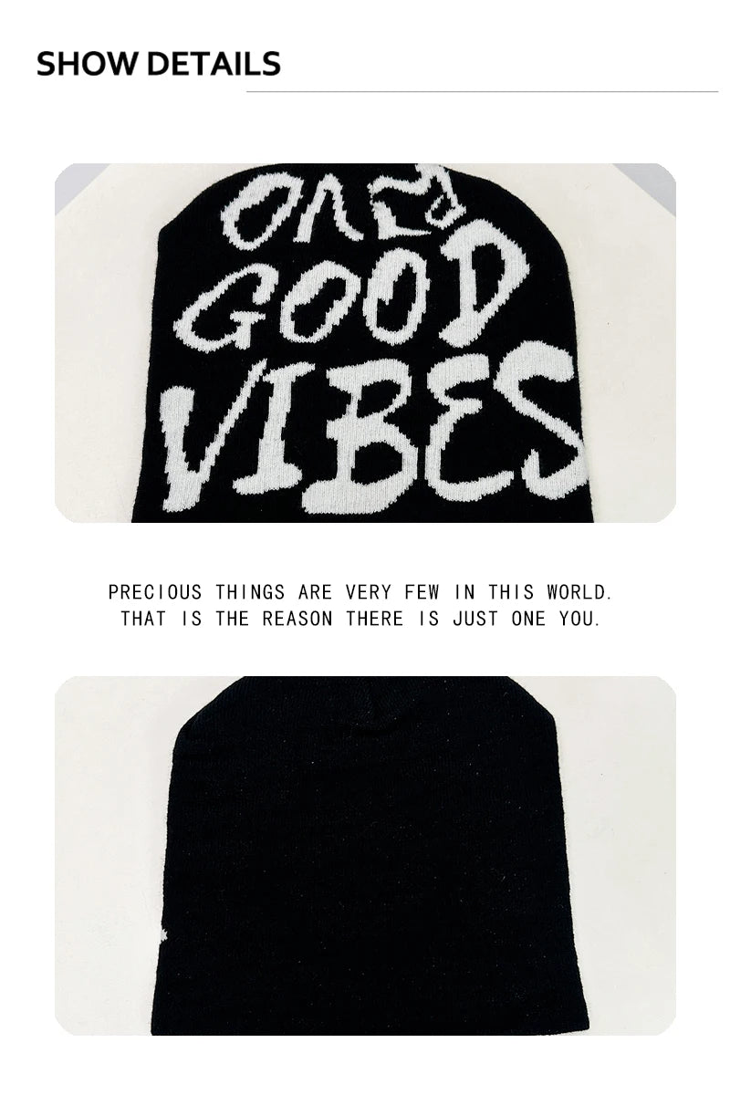 Dark Style Jacquard Organic Skeleton Letter Knitted Hats