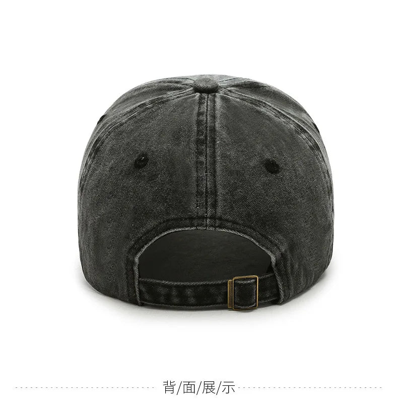 Retro Letters Embroidery Baseball for Men Women Washed Stitched Caps