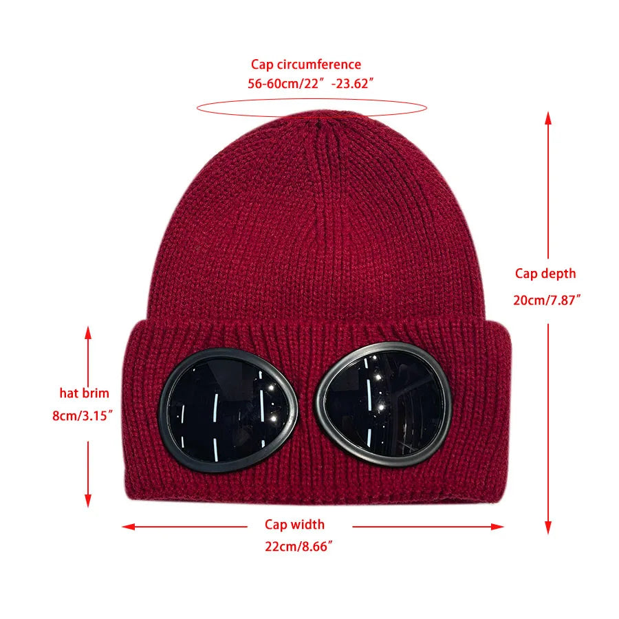 Winter Windproof Glasses Knitted Warm Beanie Hats