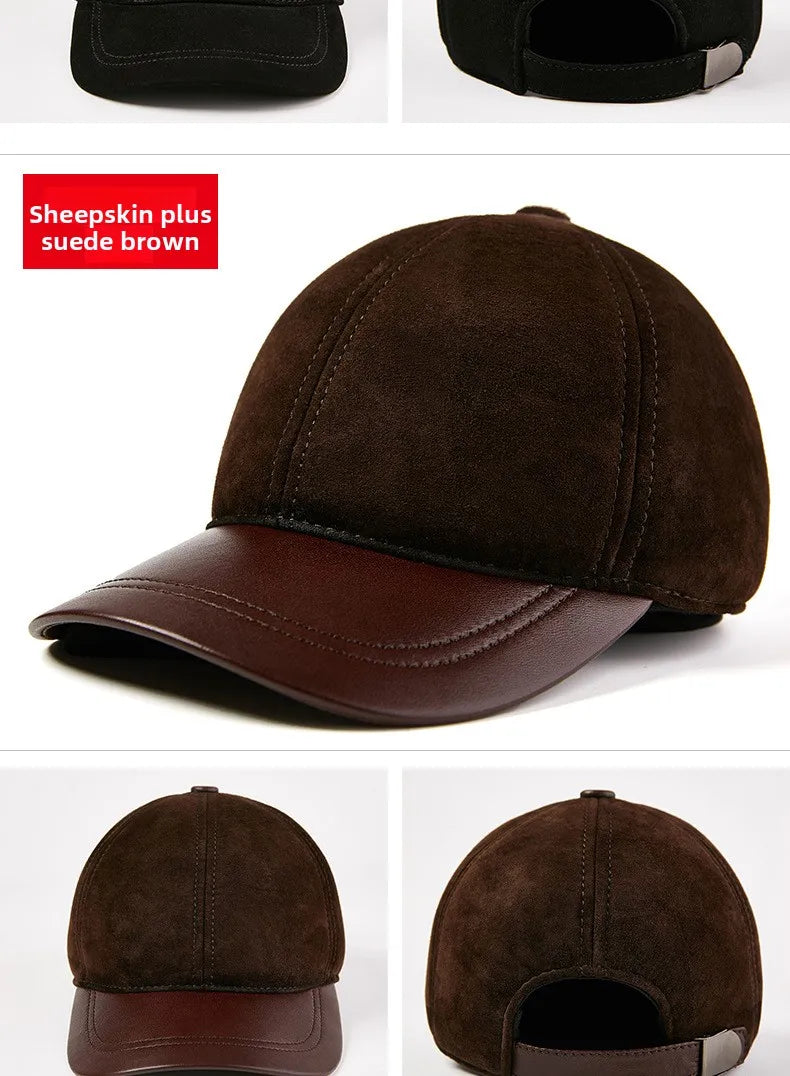 Single Leather Thin Sheepskin Baseball Cap