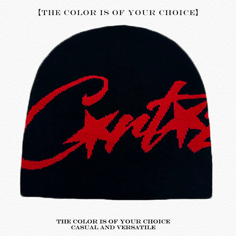 American Street Print Jacquard Letters Star Knitted Beanies Hats