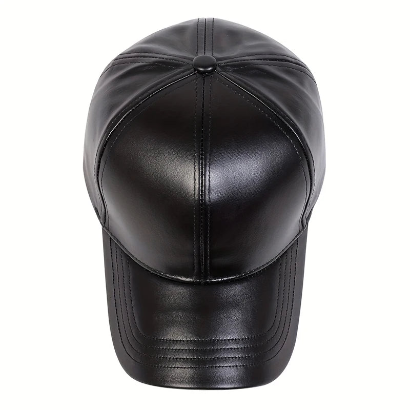 PU Leather Solid Color Baseball Cap