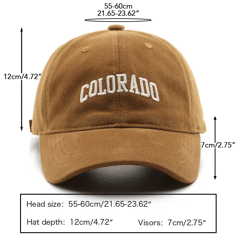 COLORADO Embroidery Cotton Fashion Baseball Cap