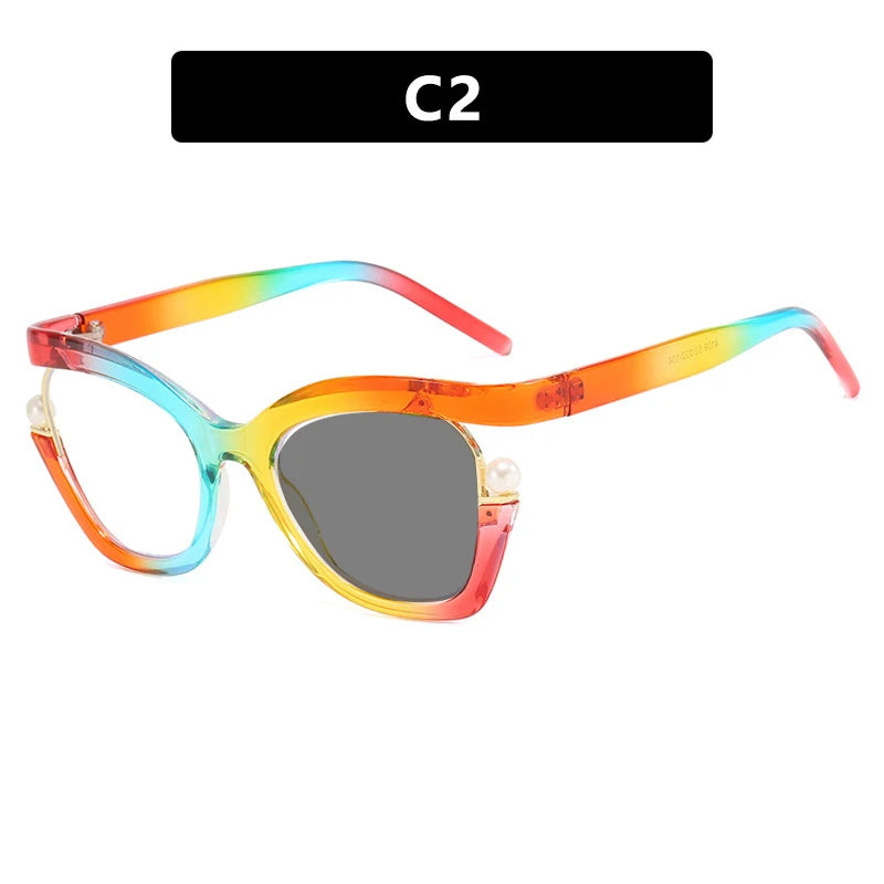 Round Brand Design Ultra-thin Green Leopard Men and Women Glasses