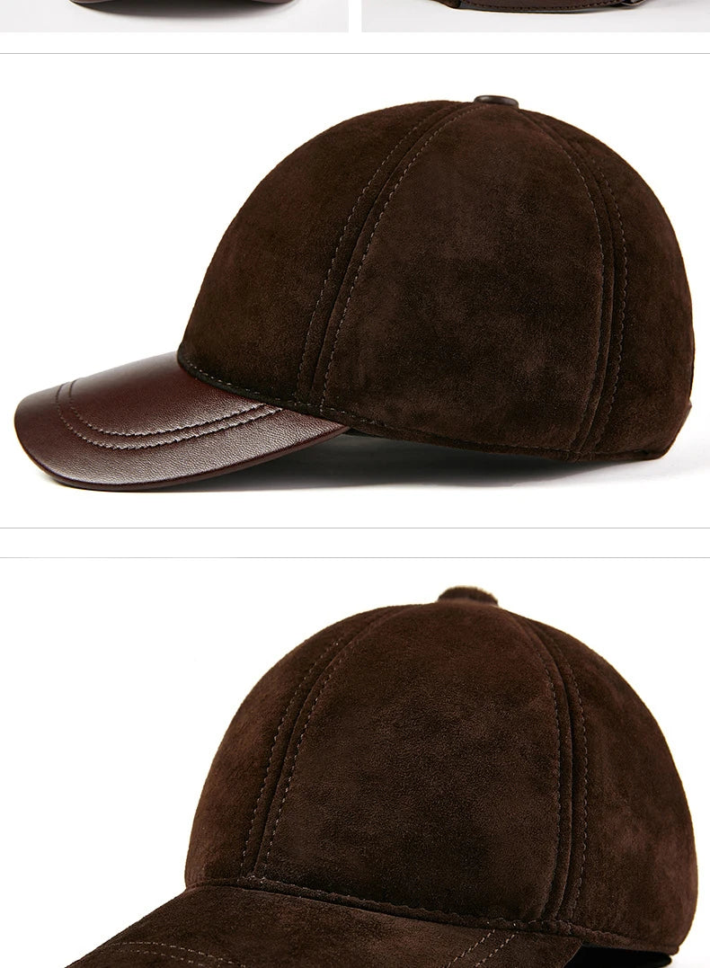 Sheepskin Baseball Cap Genuine Leather Hat