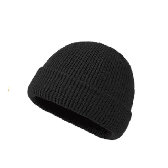 Knitted Black Short Wool Fashion Warm Beanie Cap