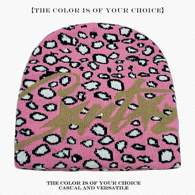 American Street Print Jacquard Letters Star Knitted Beanies Hats