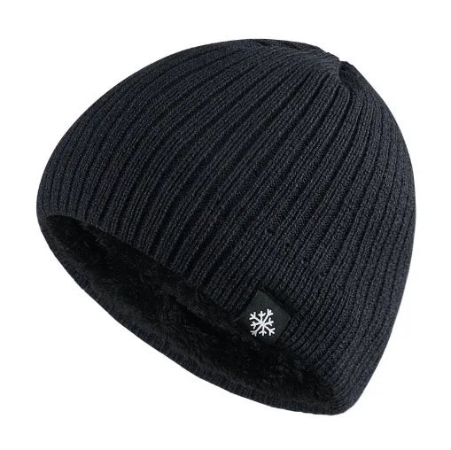Fleece Lined Knitted Ear Protection Thick Woolen Beanies Hat