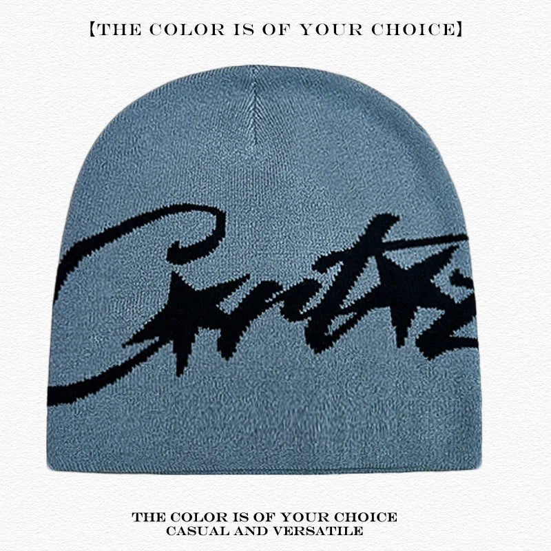 American Street Print Jacquard Letters Star Knitted Beanies Hats
